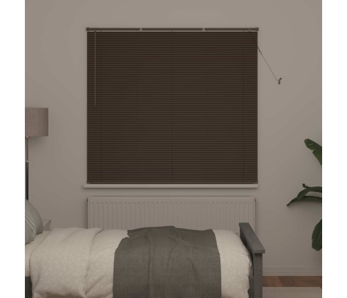 Venēcijas Žalūzija Tumši Brūns Ar Koka Rakstu 160 X 150 Cm Pvc Vidaxl