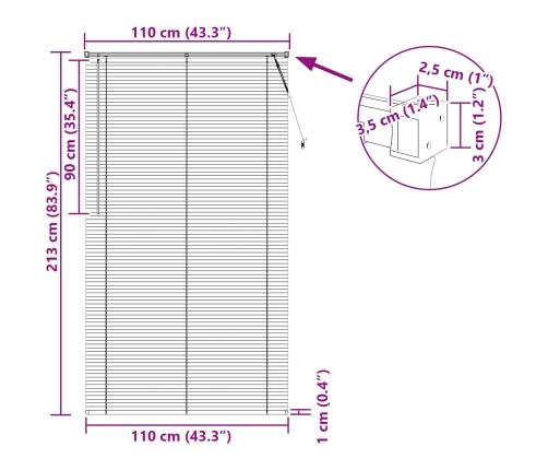 Venēcijas Žalūzija Tumši Brūna Ar Rakstu 213 X 110 Cm Pvc Vidaxl
