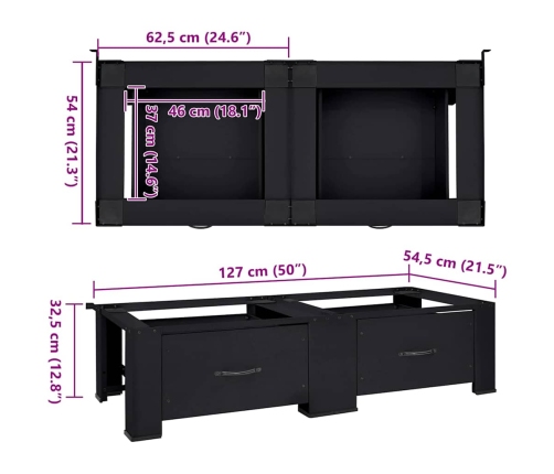 Veļas Mazgājamā Mašīna Uzpaliks 2 Pcs Melna 64 X 55 X 32.5 Cm Vidaxl