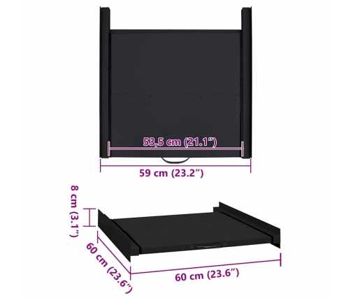 Veļas Mašīnas Starpsiena Melna 60 X 60 X 8 Cm Tērauds Vidaxl