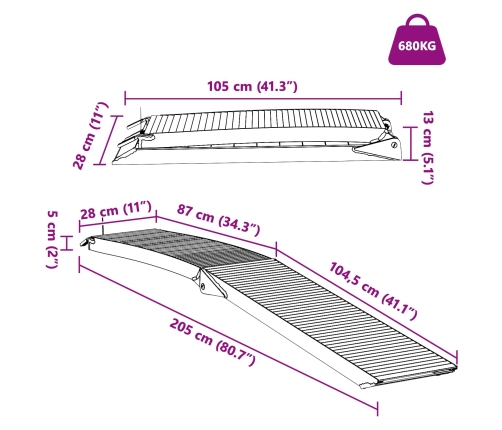 2 Pcs 205 X 29,5 X 13 Cm Vidaxl