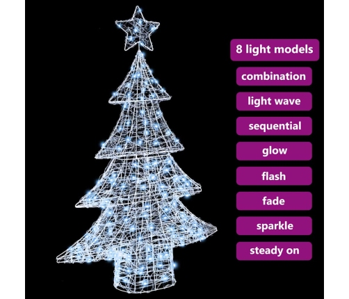 Ziemassvētku Eglīte Su 100 Led Vēsi Balta 120 Cm Akrils Vidaxl