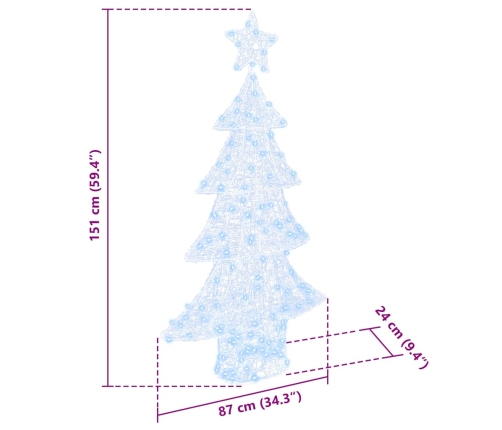 Ziemassvētku Eglīte Su 160 Led Vēsi Balta 150 Cm Akrils Vidaxl