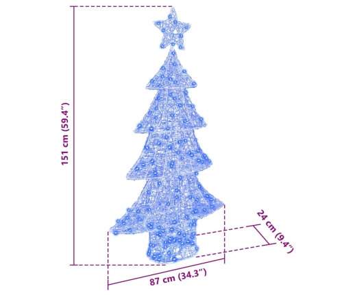 Ziemassvētku Eglīte Su 160 Led Zila 150 Cm Akrils Vidaxl