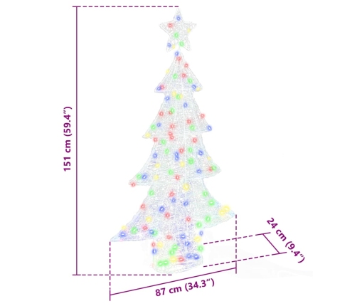 Ziemassvētku Eglīte Su 160 Led Daudzkrāsains 150 Cm Akrils Vidaxl
