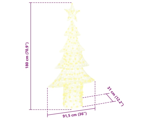 Ziemassvētku Eglīte Su 240 Led Silti Balta 180 Cm Akrils Vidaxl