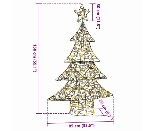 Ziemassvētku Eglīte Su 120 Led Silti Balta 120 Cm Rotangpalma Vidaxl