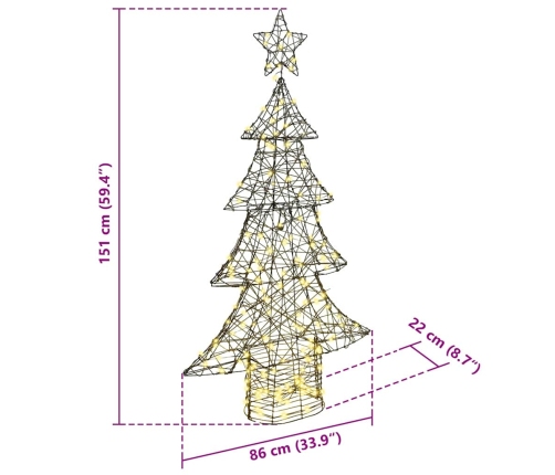 Ziemassvētku Eglīte Su 160 Led Silti Balta 150 Cm Rotangpalma Vidaxl