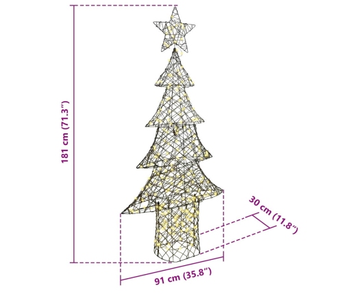 Ziemassvētku Eglīte Su 240 Led Silti Balta 180 Cm Rotangpalma Vidaxl