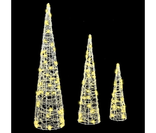 Ziemassvētku Eglīte 3 Pcs Silti Balta 40 Cm 60 Cm 80 Cm Akrils Vidaxl