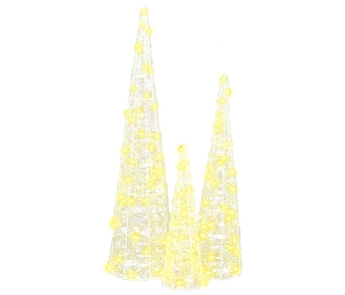 Ziemassvētku Eglīte 3 Pcs Silti Balta 40 Cm 60 Cm 80 Cm Akrils Vidaxl