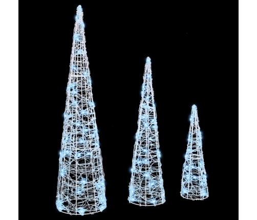 Ziemassvētku Eglīte 3 Pcs Vēsi Balta 40 Cm 60 Cm 80 Cm Akrils Vidaxl