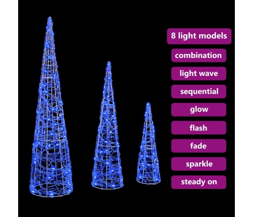 Ziemassvētku Eglīte Su 90 Led 3 Pcs Zila 20 X 20 X 80 Cm Akrils Vidaxl