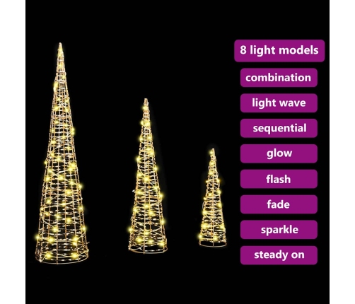 Ziemassvētku Eglīte 3 Pcs Silti Balta 40 Cm 60 Cm 80 Cm Pet Vidaxl