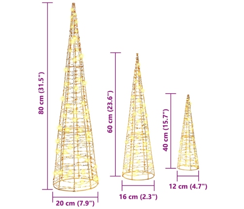 Ziemassvētku Eglīte 3 Pcs Silti Balta 40 Cm 60 Cm 80 Cm Pet Vidaxl