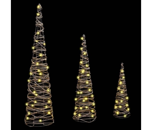 Ziemassvētku Eglīte Su 90 Led 3 Pcs Silti Balta Rotangpalma Vidaxl