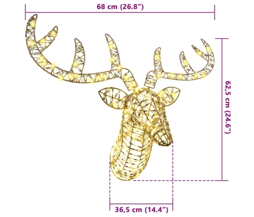 Ziemassvētku Ziemeļbriedis Ar Kamanām Silti Balta 60 Cm Pet Vidaxl