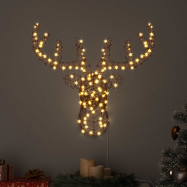 Ziemassvētku Ziemeļbriedis Ar Kamanām Silti Balta Rotangpalma Vidaxl