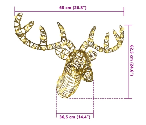 Ziemassvētku Ziemeļbriedis Ar Kamanām Silti Balta Rotangpalma Vidaxl