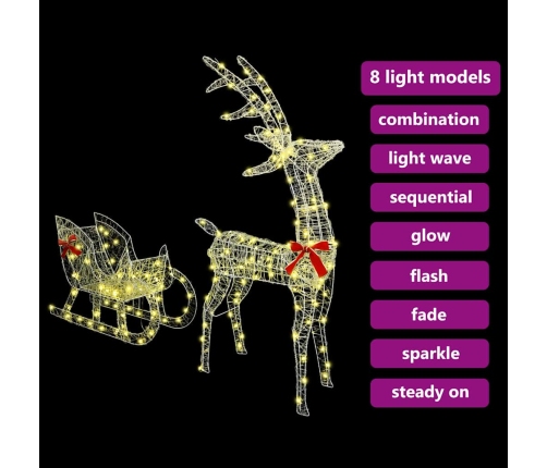 Ziemassvētku Ziemeļbriedis Ar Kamanām Silti Balta 120 Cm 55 Cm Vidaxl