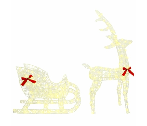 Ziemassvētku Ziemeļbriedis Ar Kamanām Silti Balta 120 Cm 55 Cm Vidaxl