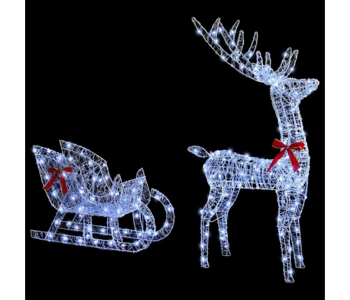 Ziemassvētku Ziemeļbriedis Ar Kamanām Vēsi Balta Vidaxl