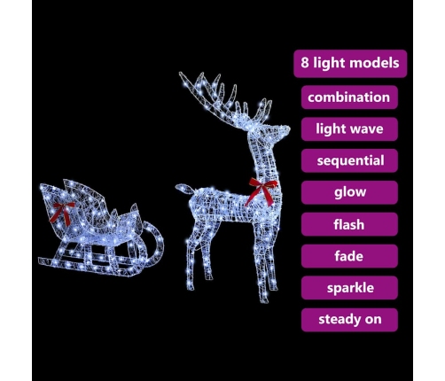 Ziemassvētku Ziemeļbriedis Ar Kamanām Vēsi Balta Vidaxl