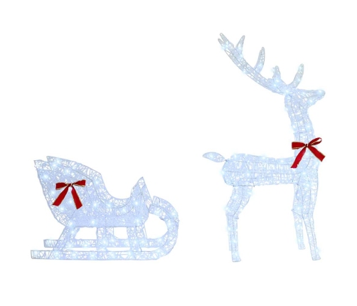 Ziemassvētku Ziemeļbriedis Ar Kamanām Vēsi Balta Vidaxl