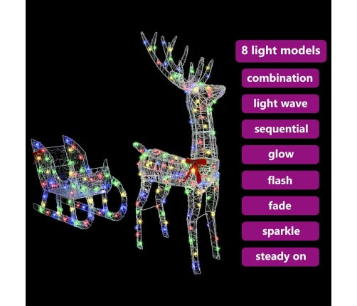 Ziemassvētku Ziemeļbriedis Ar Kamanām Krāsains Vidaxl