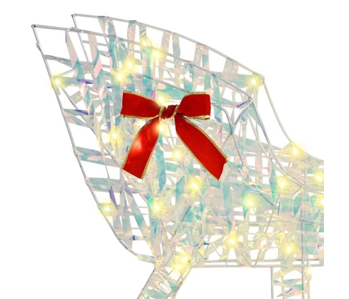 Ziemassvētku Ziemeļbriedis Ar Kamanām Silti Balta Pet Vidaxl