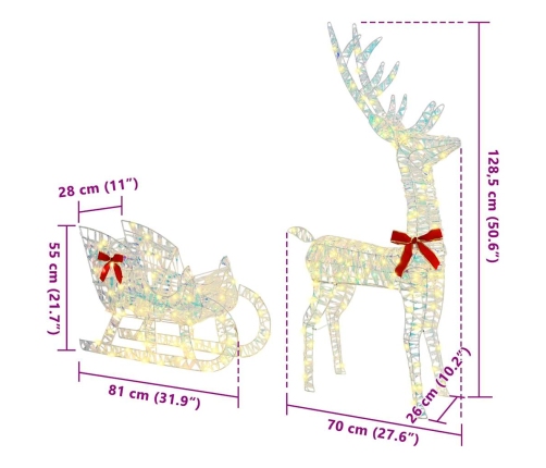 Ziemassvētku Ziemeļbriedis Ar Kamanām Silti Balta Pet Vidaxl