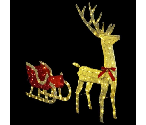 Ziemassvētku Ziemeļbriedis Ar Kamanām Silti Balta Audums Vidaxl