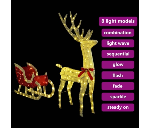 Ziemassvētku Ziemeļbriedis Ar Kamanām Silti Balta Audums Vidaxl