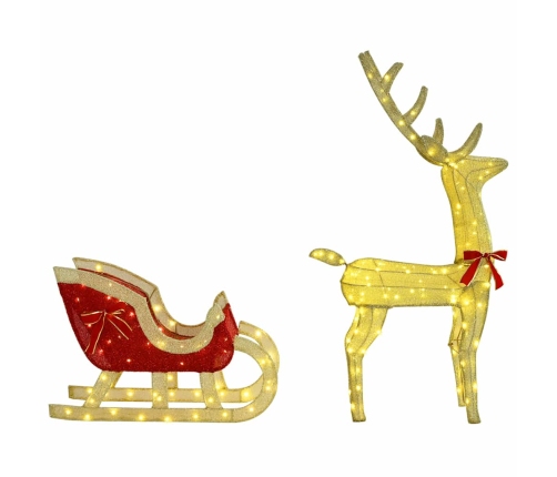 Ziemassvētku Ziemeļbriedis Ar Kamanām Silti Balta Audums Vidaxl