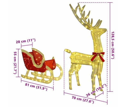 Ziemassvētku Ziemeļbriedis Ar Kamanām Silti Balta Audums Vidaxl