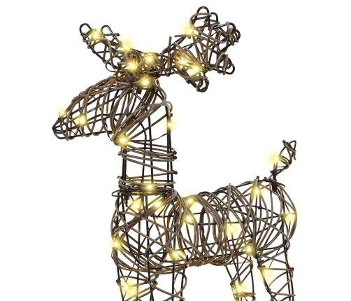 Ziemassvētku Ziemeļbriedis Ar Kamanām Silti Balts Rotangpalma Vidaxl