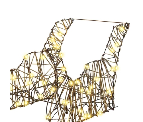 Ziemassvētku Ziemeļbriedis Ar Kamanām Silti Balts Rotangpalma Vidaxl