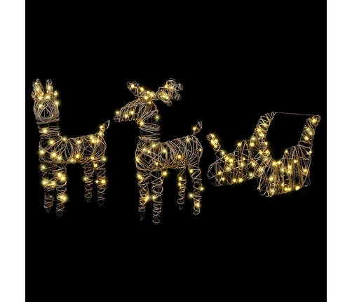 Ziemassvētku Ziemeļbriedis Ar Kamanām Silti Balts Rotangpalma Vidaxl