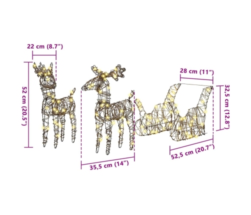 Ziemassvētku Ziemeļbriedis Ar Kamanām Silti Balts Rotangpalma Vidaxl