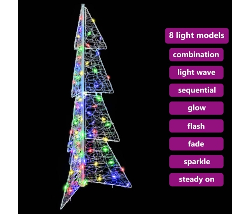 Ziemassvētku Eglīte Su 100 Led Daudzkrāsains 120 Cm Akrils Vidaxl