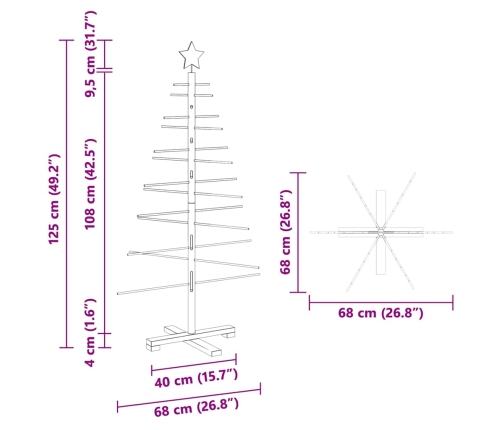 Koka Ziemassvētku Koks Ar Statīvu Brūna 125 Cm Bambuss Vidaxl