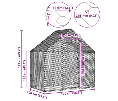 Vistu Būris Sudraba 170 X 100 X 177 Cm Cinkots Tērauds Vidaxl