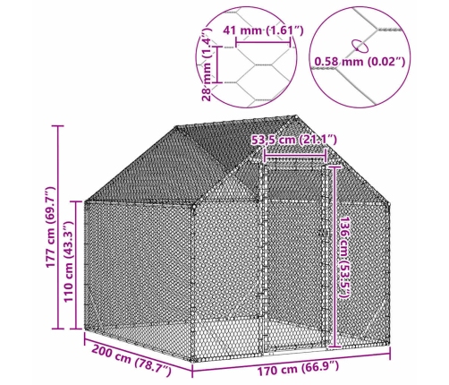 Vistu Būris Sudraba 200X170X177Cm Cinkots Tērauds Vidaxl