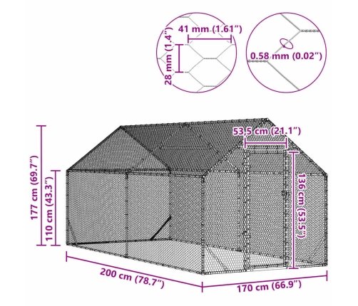 Vistu Būris Sudraba 400X170X177Cm Cinkots Tērauds Vidaxl