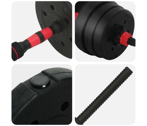 2-In-1 Hanteles Komplekts Melns Un Sarkans 121 X 19,5 X 19,5 Cm Vidaxl