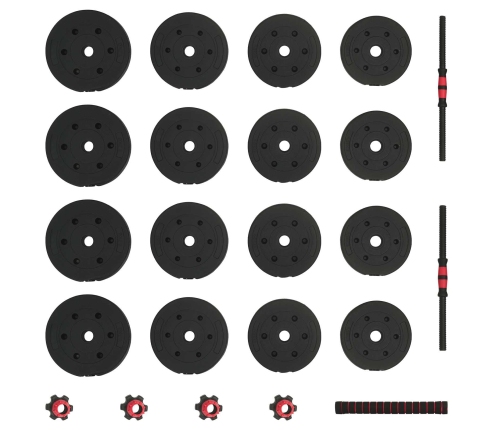 2-In-1 Hanteles Komplekts Melns Un Sarkans 121 X 19,5 X 19,5 Cm Vidaxl