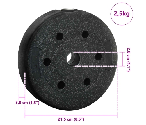 2-In-1 Hanteles Komplekts Melns Un Sarkans 121 X 19,5 X 19,5 Cm Vidaxl