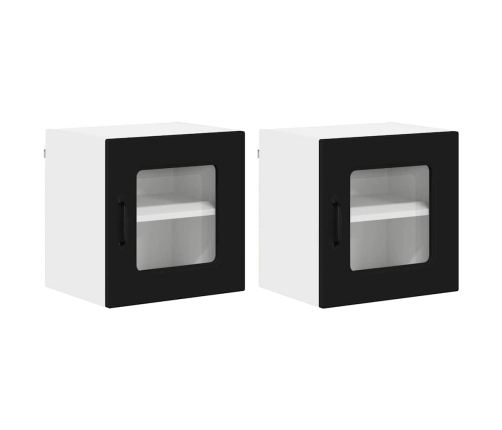 Virtuves Sienas Skapītis Ar Plauktu 2 Pcs Melna 40 X 31 X 40 Cm Vidaxl