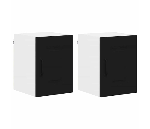 Virtuves Sienas Skapītis Ar Plauktu 2 Pcs Melna 30 X 31 X 40 Cm Vidaxl