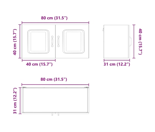 Virtuves Sienas Skapītis Ar Plauktu Vecs Koks 80 X 31 X 40 Cm Vidaxl